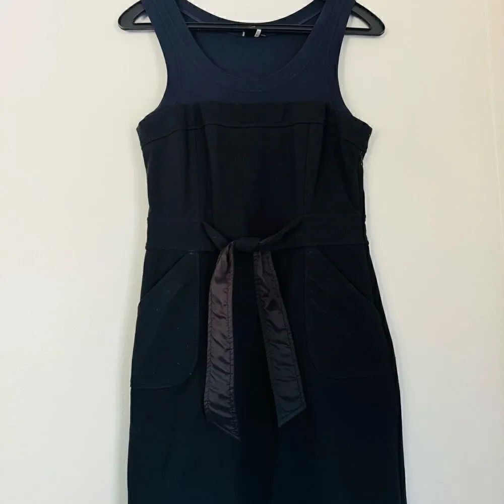 Theory Wakely Sleeveless Pockets A-Line Belted Knit Dress Size 6